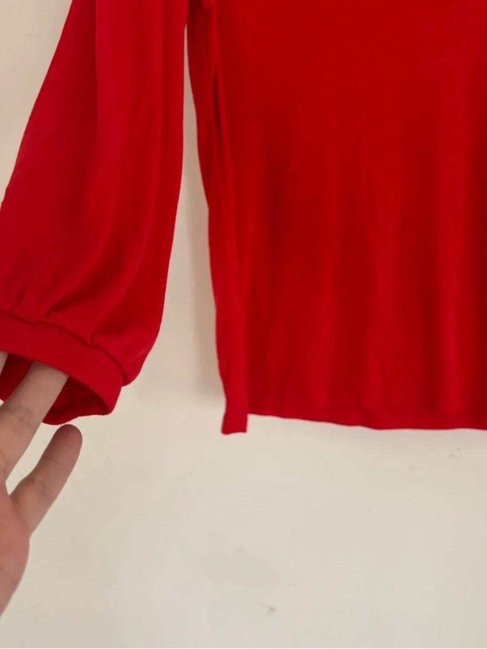 J.Crew Red Puff Sleeve Long Sleeve Top Size M